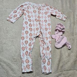 Oliver and Rain One Piece with BONUS Pink Zutano Bootie shoes, 6m